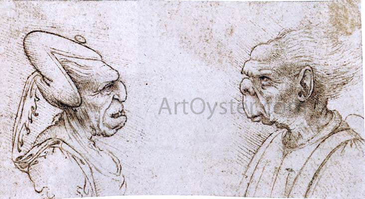 Francesco Melzi Two Grotesque Heads - Hand Painted Oil Painting