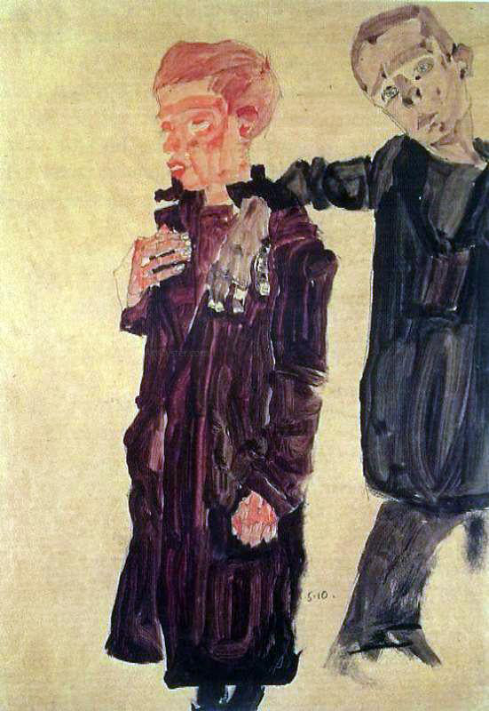 Egon Schiele Two Guttersnipes - Hand Painted Oil Painting