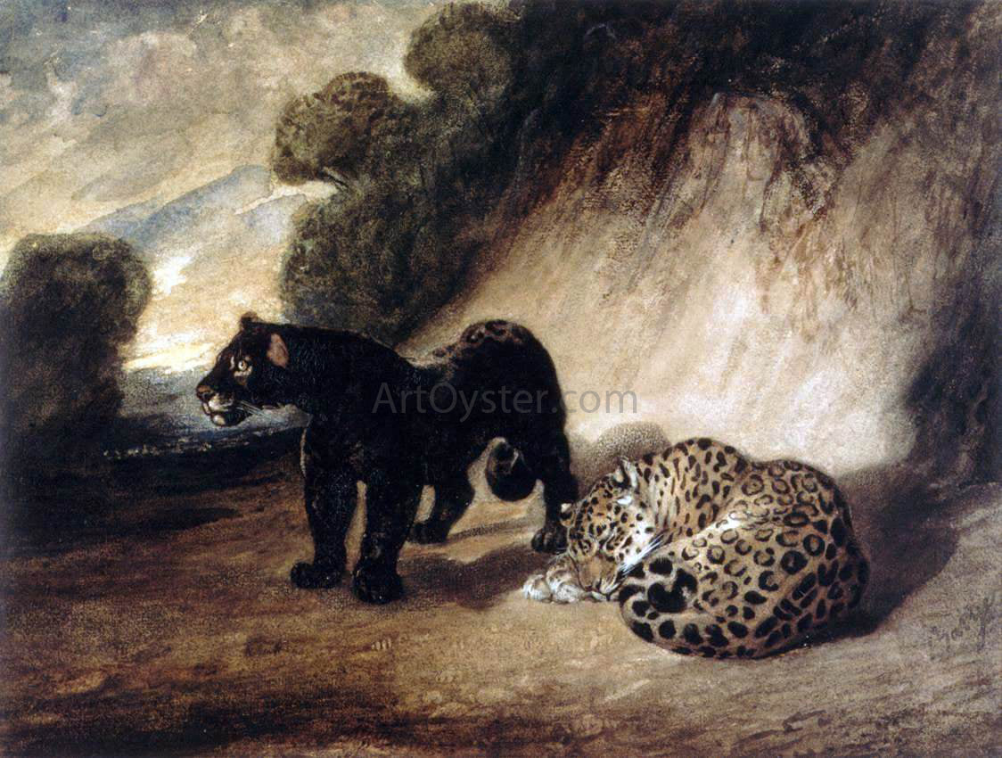 Antoine-Louis Barye Two Jaguars from Peru - Hand Painted Oil Painting