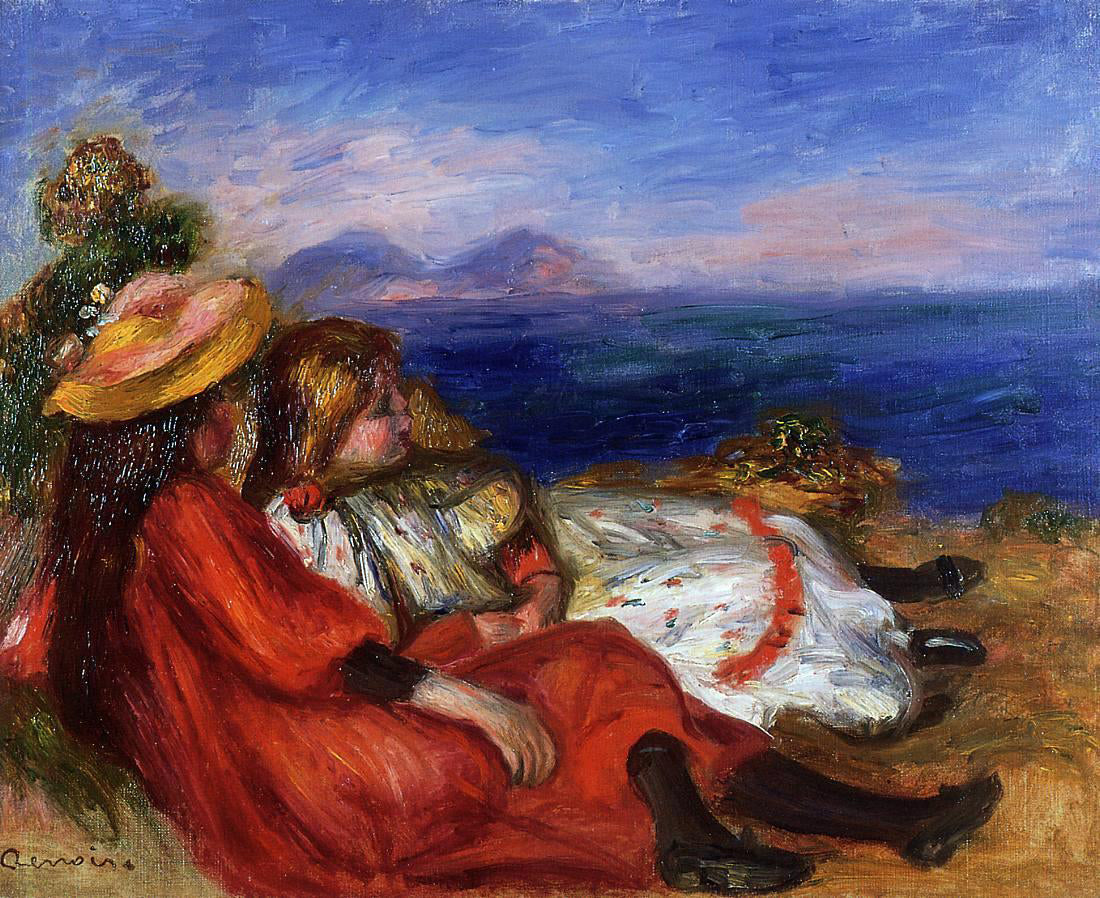 Pierre Auguste Renoir Two Little Girls on the Beach - Hand Painted Oil Painting