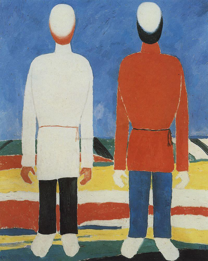 Kazimir Malevich Two Male Figures - Hand Painted Oil Painting