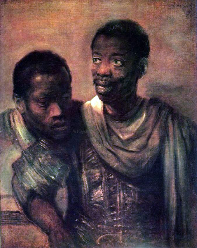 Rembrandt Van Rijn Two Negros - Hand Painted Oil Painting