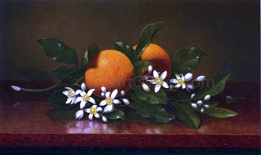 Martin Johnson Heade Two Oranges with Orange Blossoms - Hand Painted Oil Painting