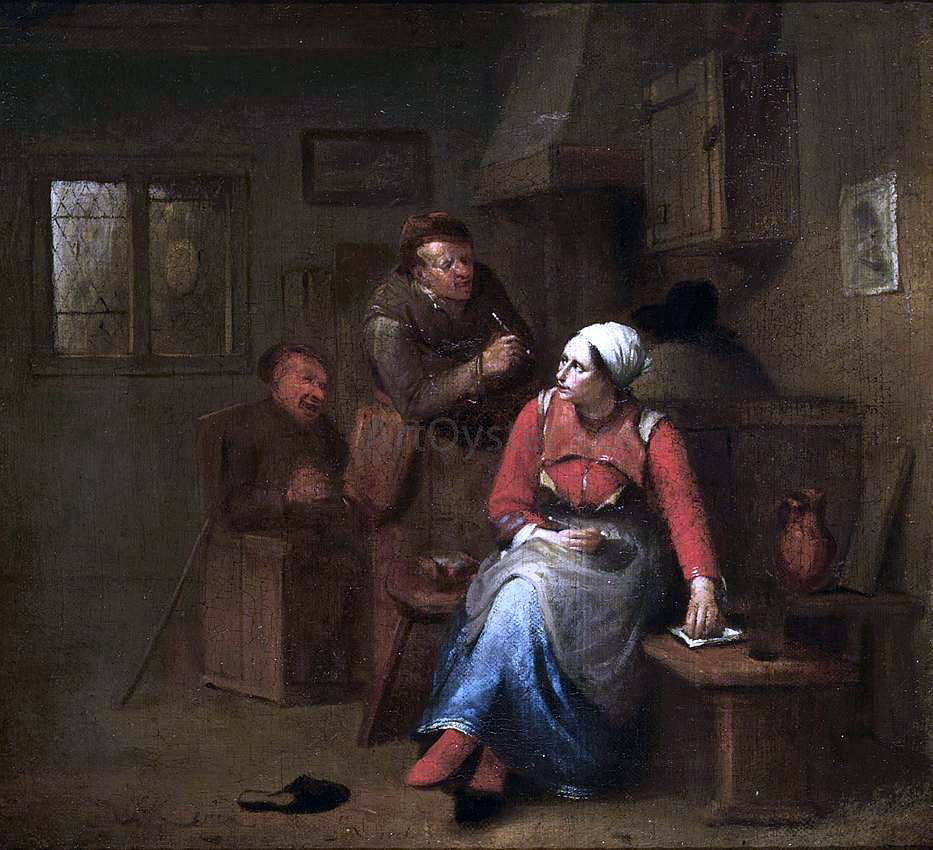 The Elder Egbert Jaspersz Van Heemskerck Two Peasants and a Woman in an Inn - Hand Painted Oil Painting