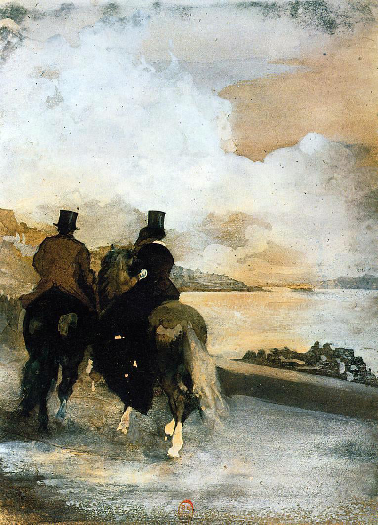 Edgar Degas Two Riders by a Lake - Hand Painted Oil Painting