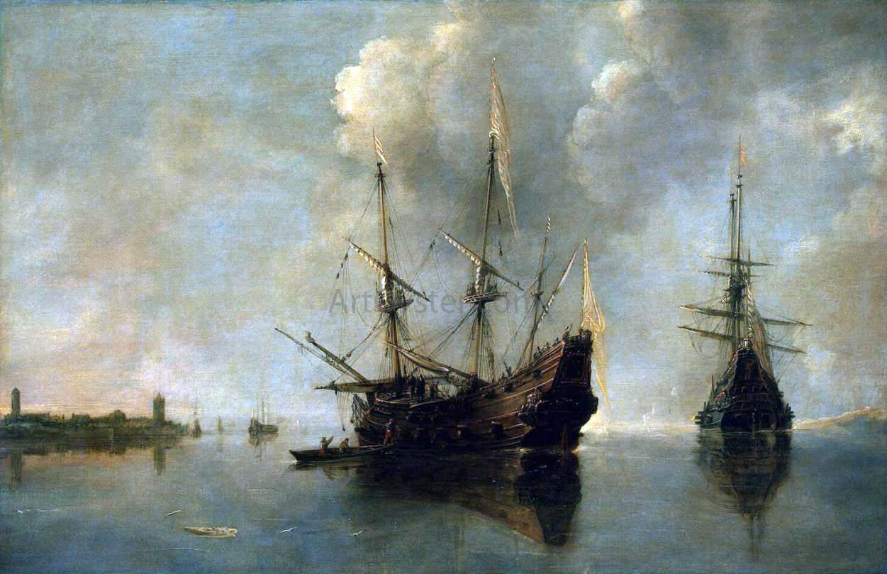 Andries Van Eertvelt Two Ships at Anchor - Hand Painted Oil Painting