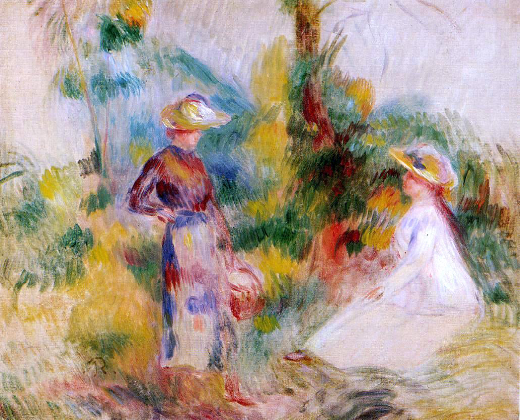 Pierre Auguste Renoir Two Women in a Garden - Hand Painted Oil Painting