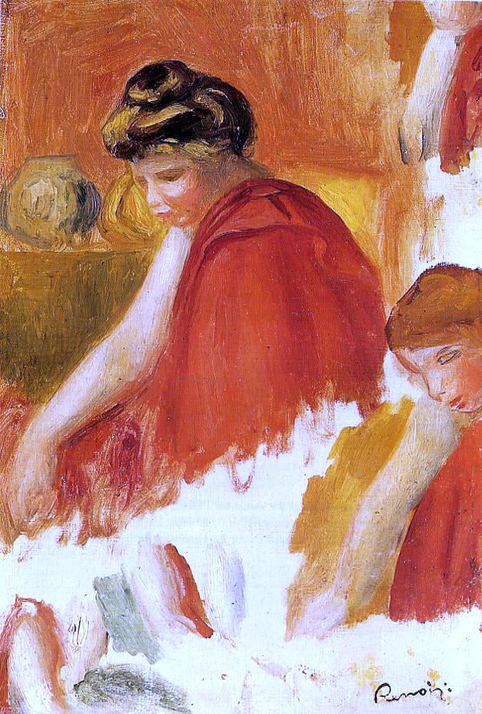 Pierre Auguste Renoir Two Women in Red Robes - Hand Painted Oil Painting