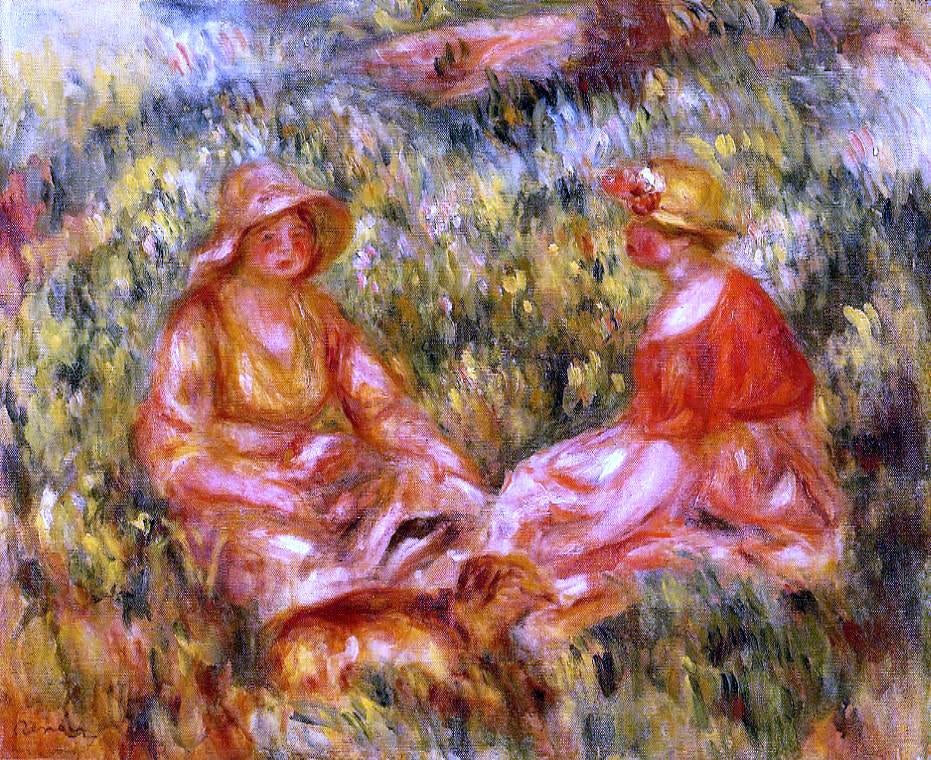 Pierre Auguste Renoir Two Women in the Grass - Hand Painted Oil Painting