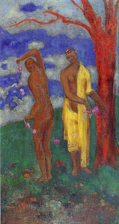 Odilon Redon Two Women Under a Red Tree - Hand Painted Oil Painting