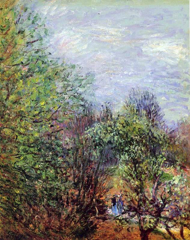 Alfred Sisley Two Women Walking Along the Riverbank - Hand Painted Oil Painting