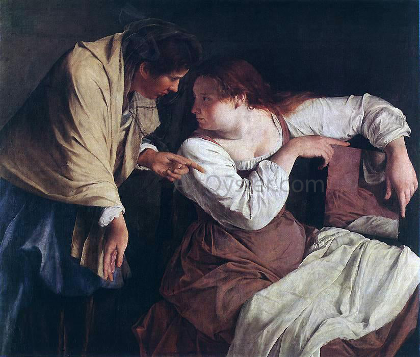  Orazio Gentileschi Two Women with a Mirror - Hand Painted Oil Painting