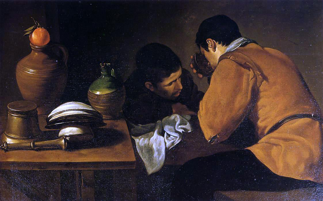 Diego Velazquez Two Young Men at a Table - Hand Painted Oil Painting