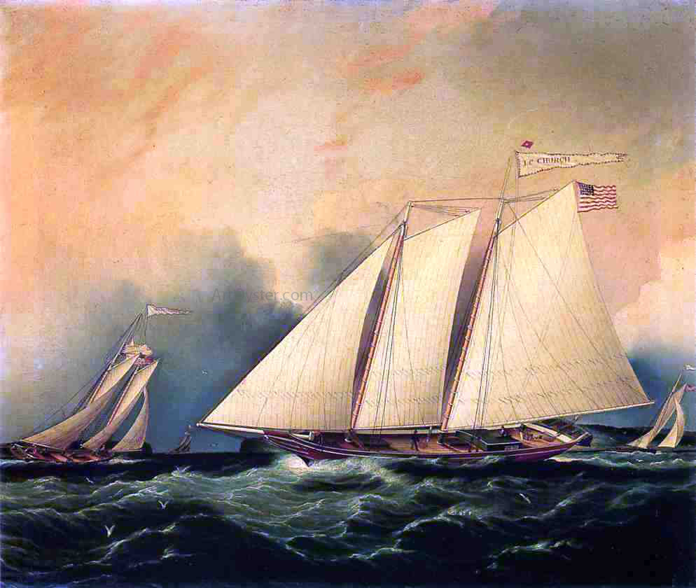 James E Buttersworth Under Full Sail - Hand Painted Oil Painting