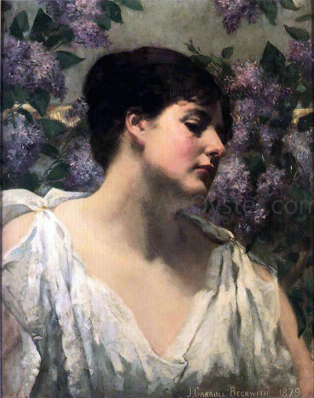 James Carroll Beckwith Under the Lilacs - Hand Painted Oil Painting