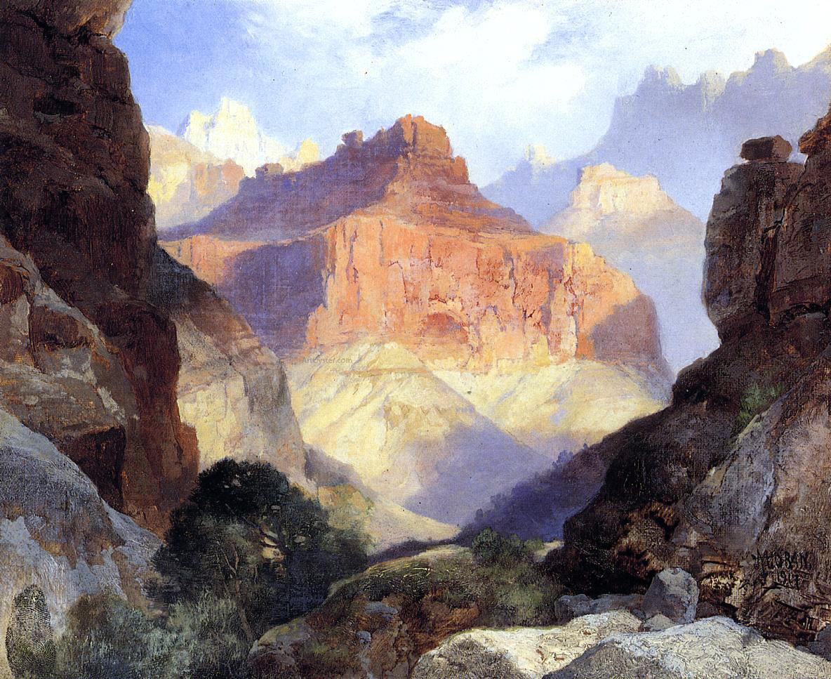 Thomas Moran Under the Red Wall, Grand Canyon of Arizona - Hand Painted Oil Painting
