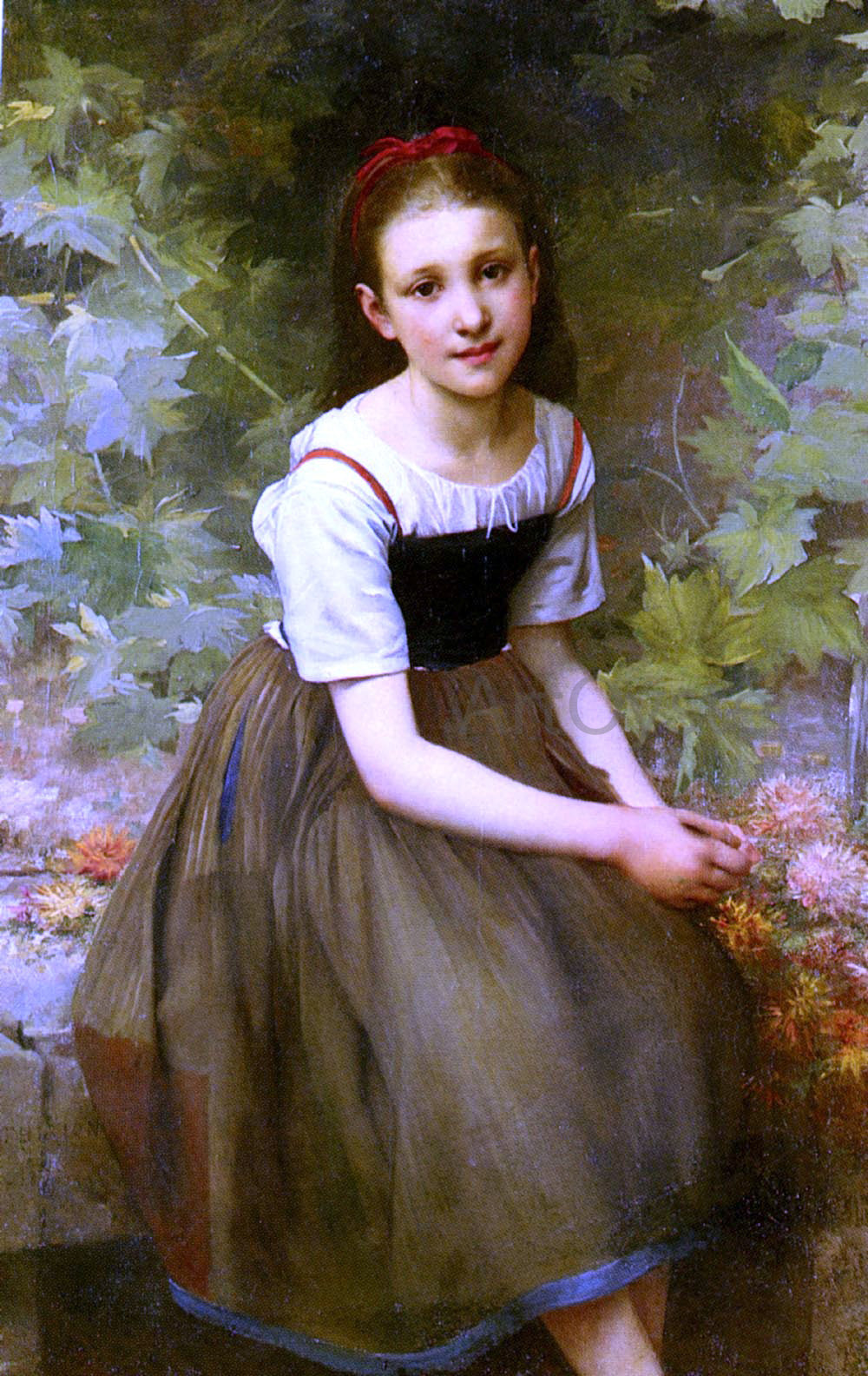 Charles Victor Thirion Une Jeune Fille Aux Fleurs - Hand Painted Oil Painting