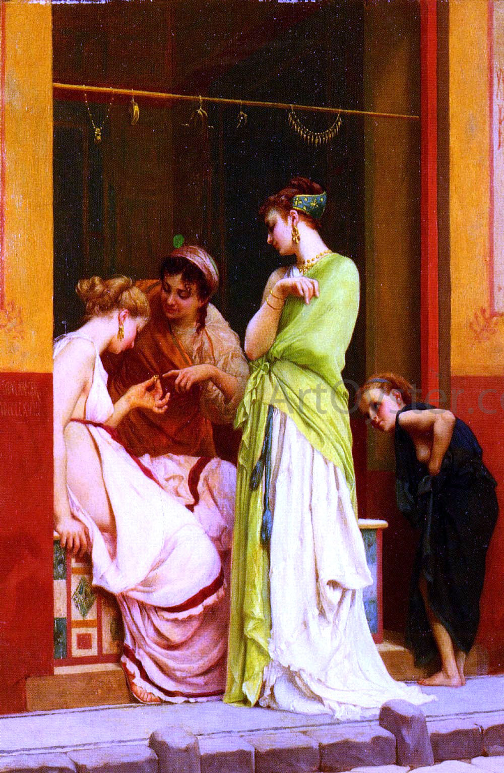 Gustave Rodolphe Boulanger Une Marchande De Bijoux A Pompeii - Hand Painted Oil Painting
