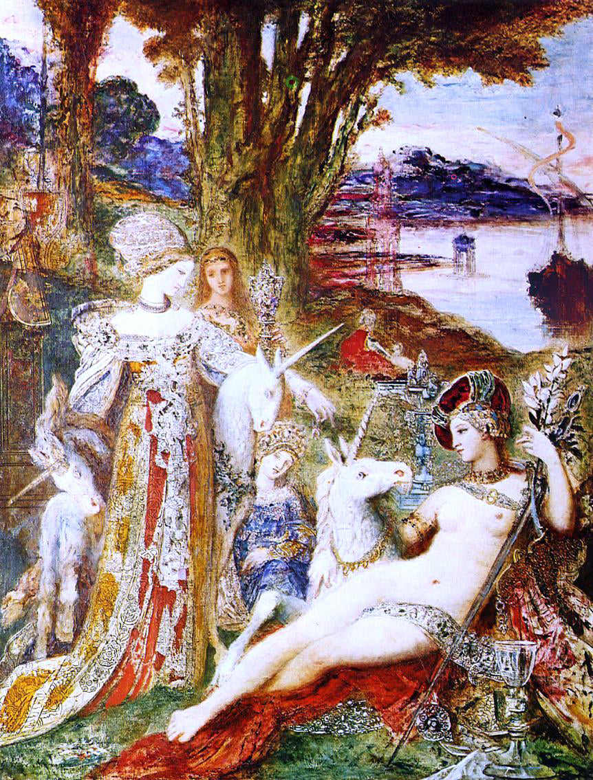 Gustave Moreau Unicorns - Hand Painted Oil Painting