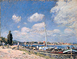 Alfred Sisley Unloading the Barges at Billancourt - Hand Painted Oil Painting