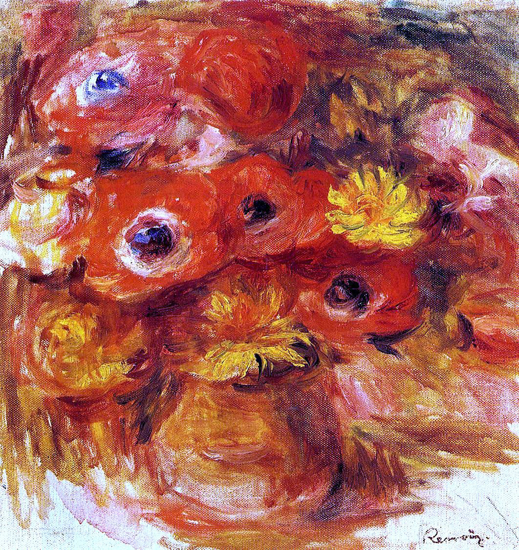 Pierre Auguste Renoir Vase of Anemones - Hand Painted Oil Painting