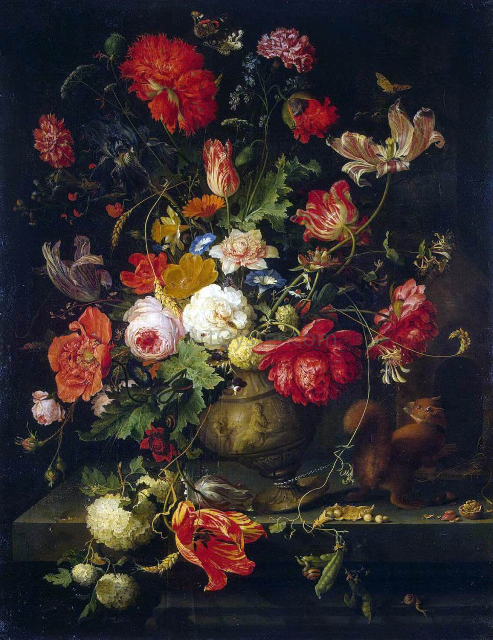 Abraham Mignon Vase of Flowers - Hand Painted Oil Painting