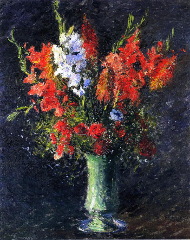 Gustave Caillebotte Vase of Gladiolas - Hand Painted Oil Painting