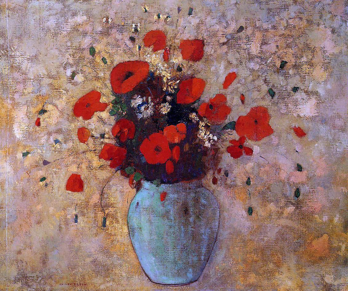 Odilon Redon Vase of Poppies - Hand Painted Oil Painting