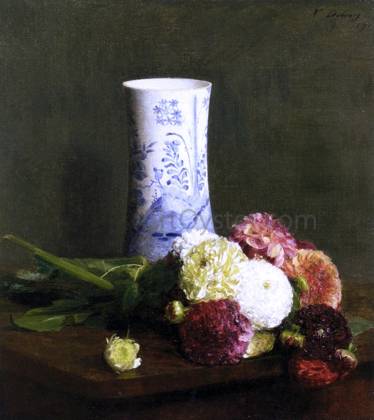 Victoria Dubourg Fantin-Latour Vase of Zinias - Hand Painted Oil Painting
