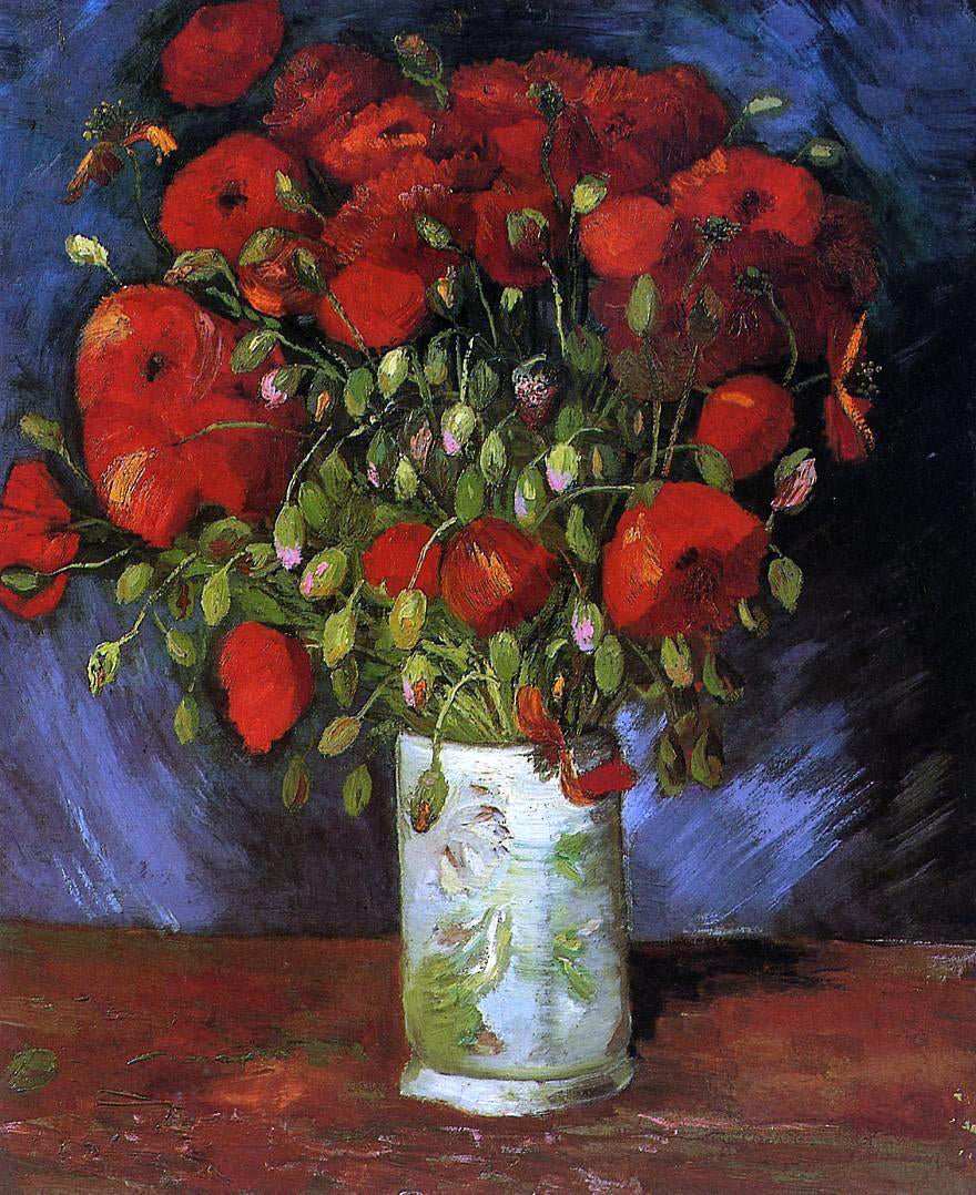  Vincent Van Gogh Vase with Red Poppies - Hand Painted Oil Painting