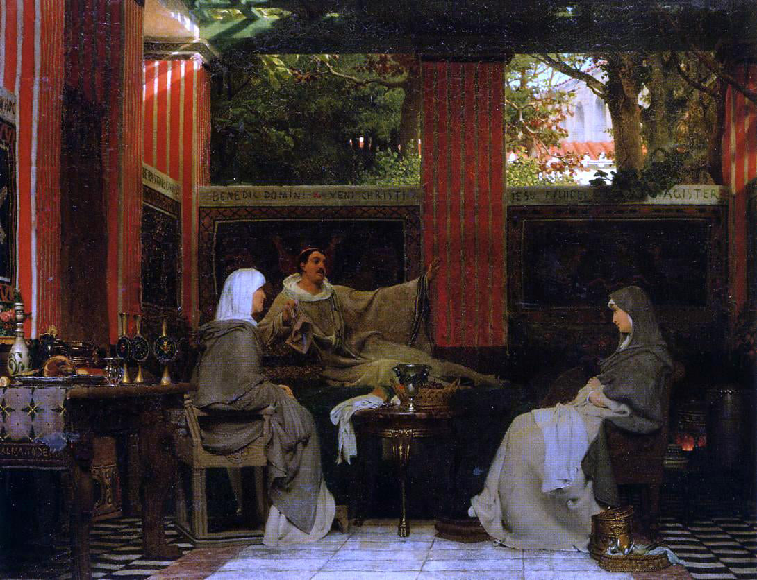 Sir Lawrence Alma-Tadema Venantius Fortunatus Reading His Poems to Radegonda VI - Hand Painted Oil Painting