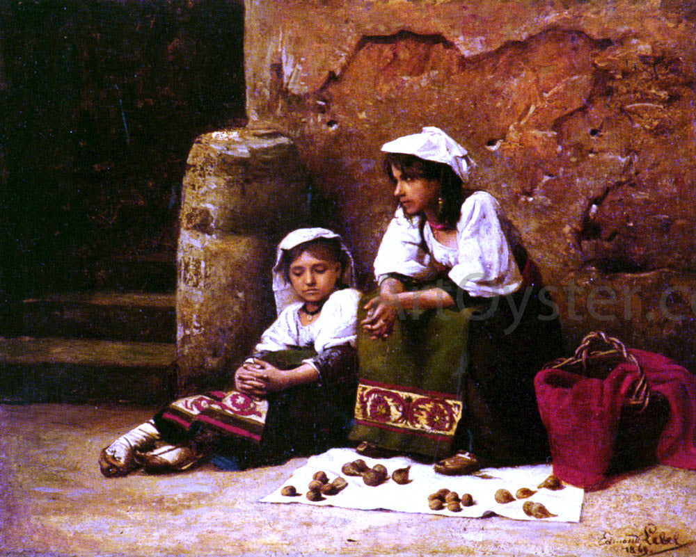Edmond Lebel Vendeuses de figues et noix - Hand Painted Oil Painting