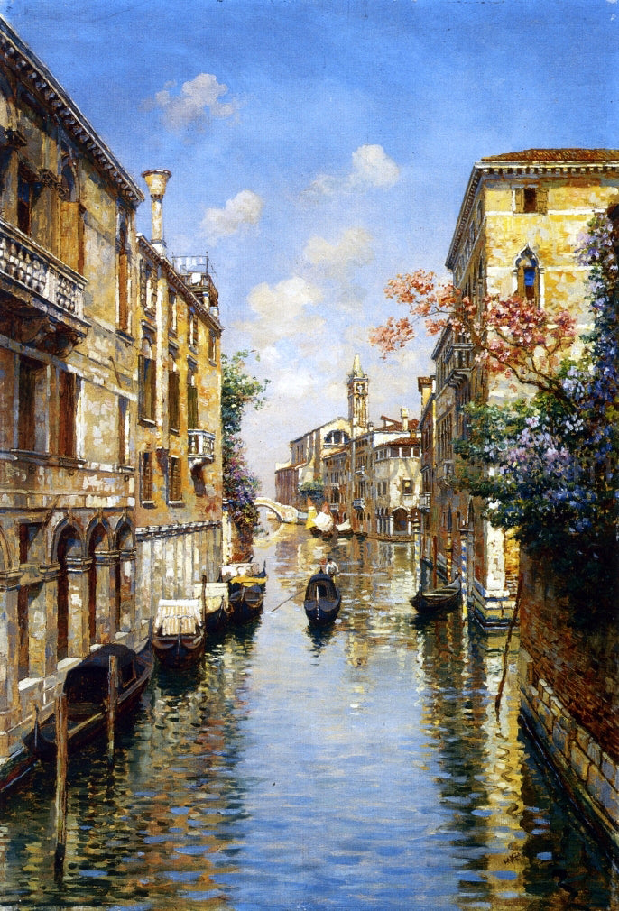 Luigi Lanza Venetian Canal - Hand Painted Oil Painting