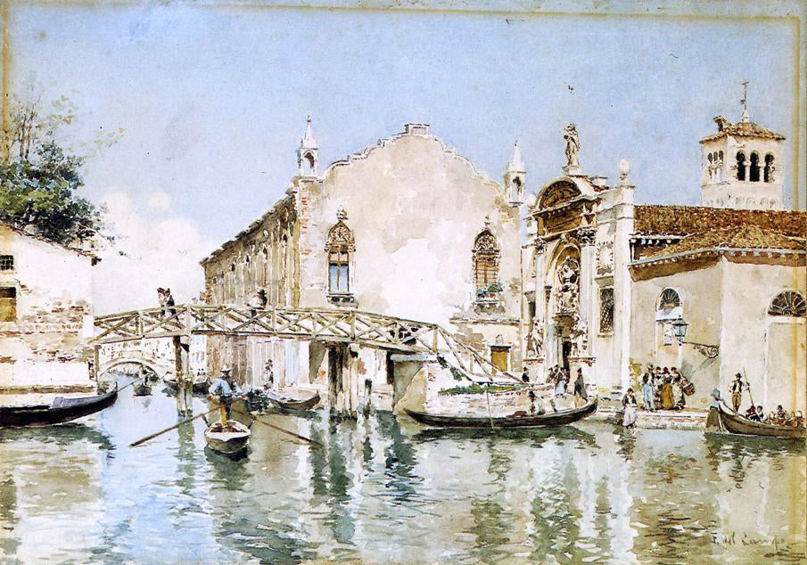 Federico Del Campo Venetian Canal - Hand Painted Oil Painting