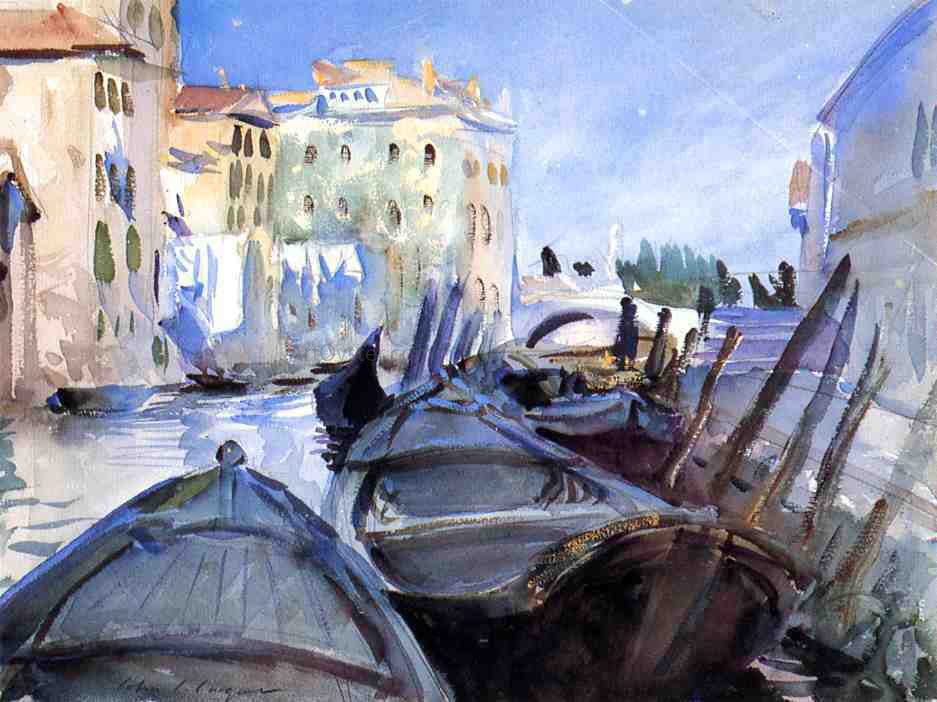 John Singer Sargent A Venetian Canal Scene - Hand Painted Oil Painting