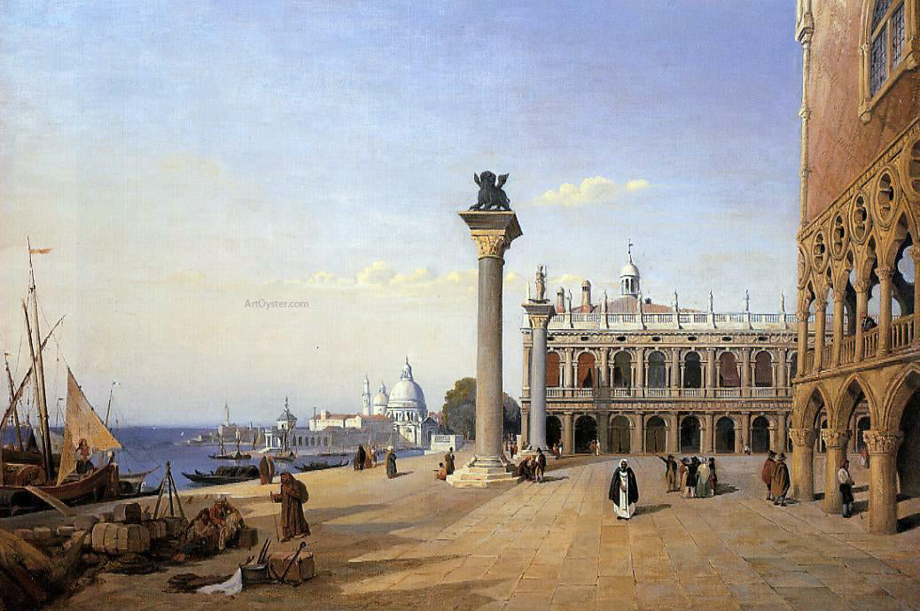 Jean-Baptiste-Camille Corot Venice, the Piazetta - View from the riva degli Schiavoni - Hand Painted Oil Painting