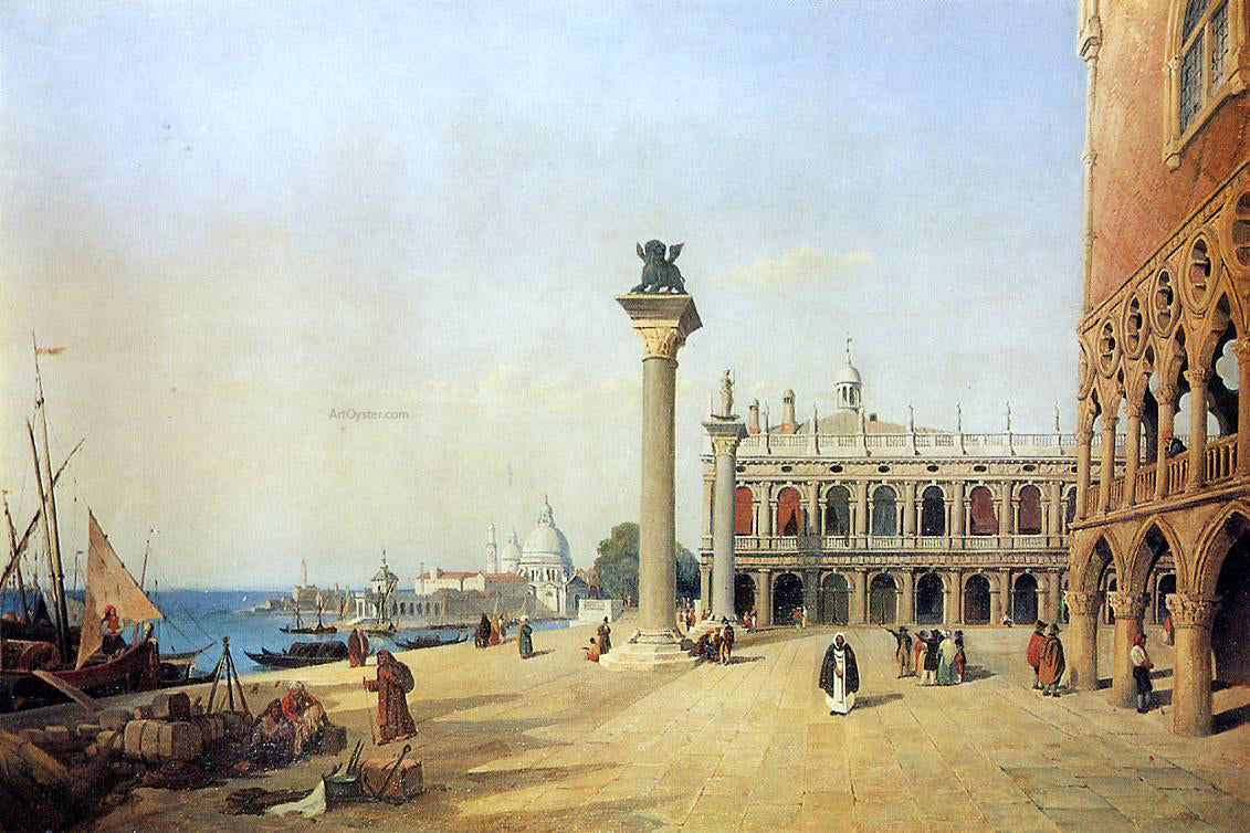  Jean-Baptiste-Camille Corot Venice - View of the Esclavons Quay - Hand Painted Oil Painting