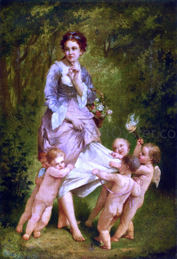 Charles Chaplin Venis with Putti - Hand Painted Oil Painting