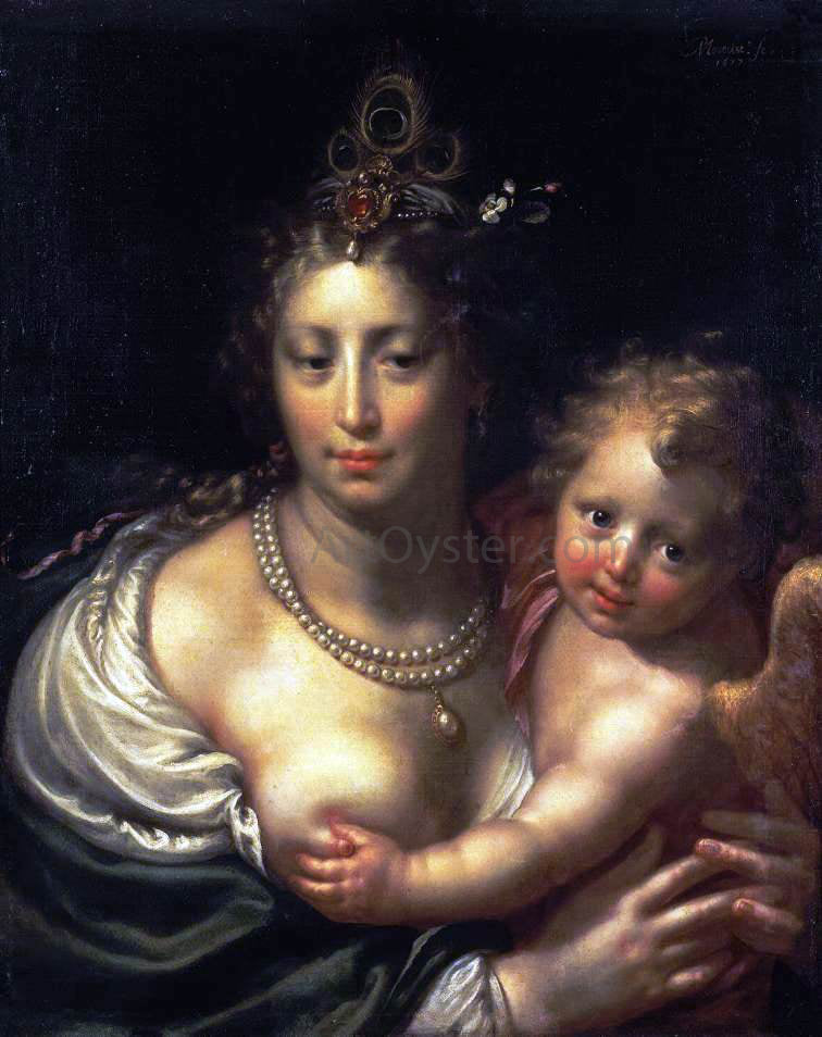 Paulus Moreelse Venus and Cupid - Hand Painted Oil Painting