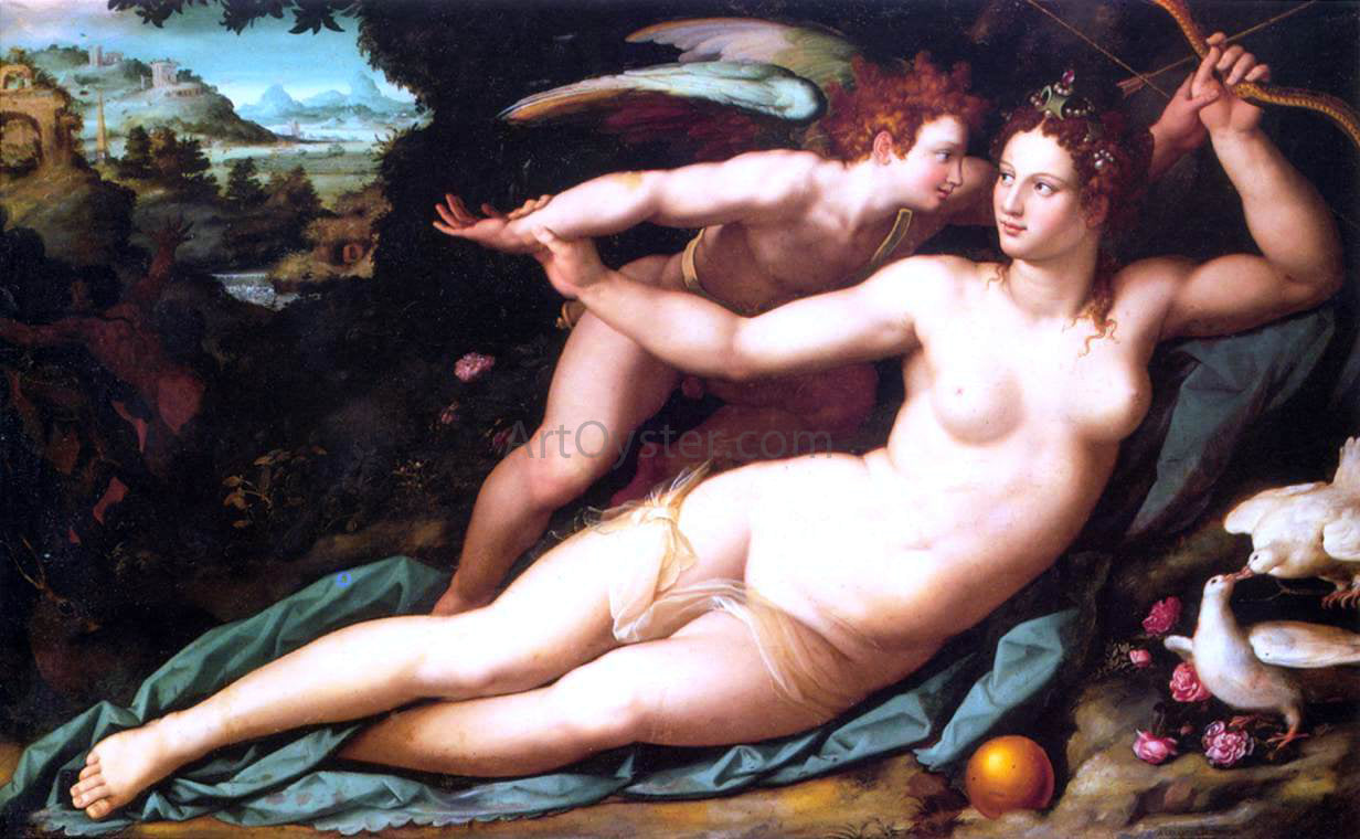 Alessandro Allori Venus and Cupid - Hand Painted Oil Painting