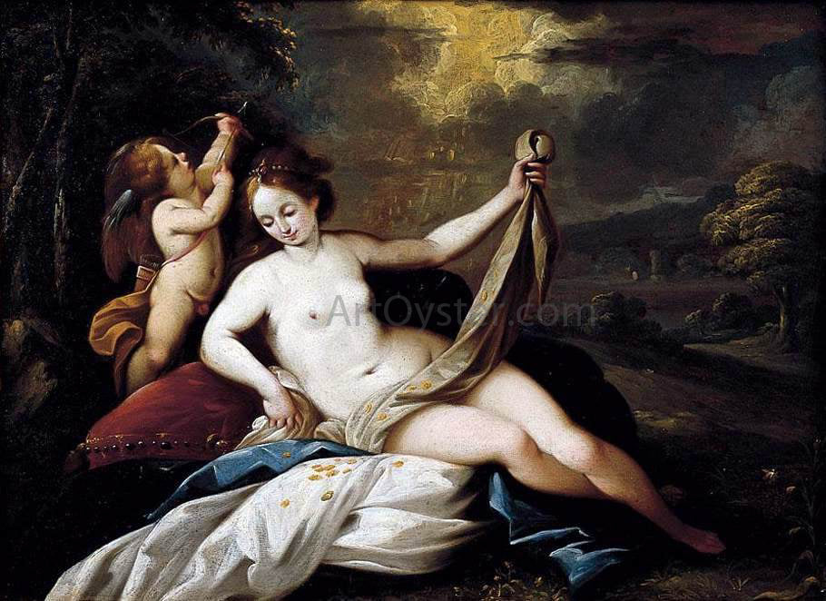 Giuseppe Nuvolone Venus and Cupid in a Landscape - Hand Painted Oil Painting
