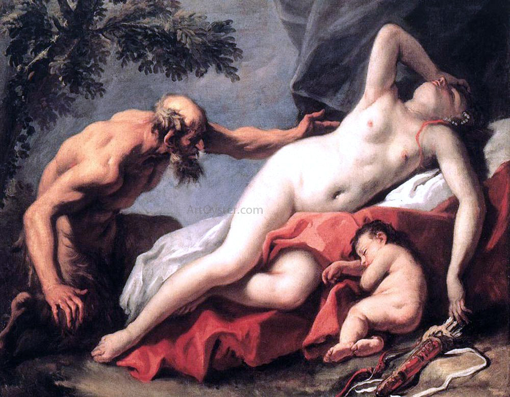 Sebastiano Ricci Venus and Satyr - Hand Painted Oil Painting
