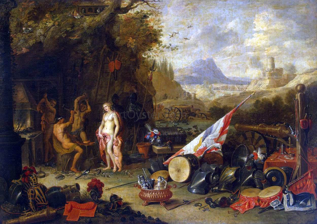 Jan Van I Kessel Venus at the Forge of Vulcan - Hand Painted Oil Painting