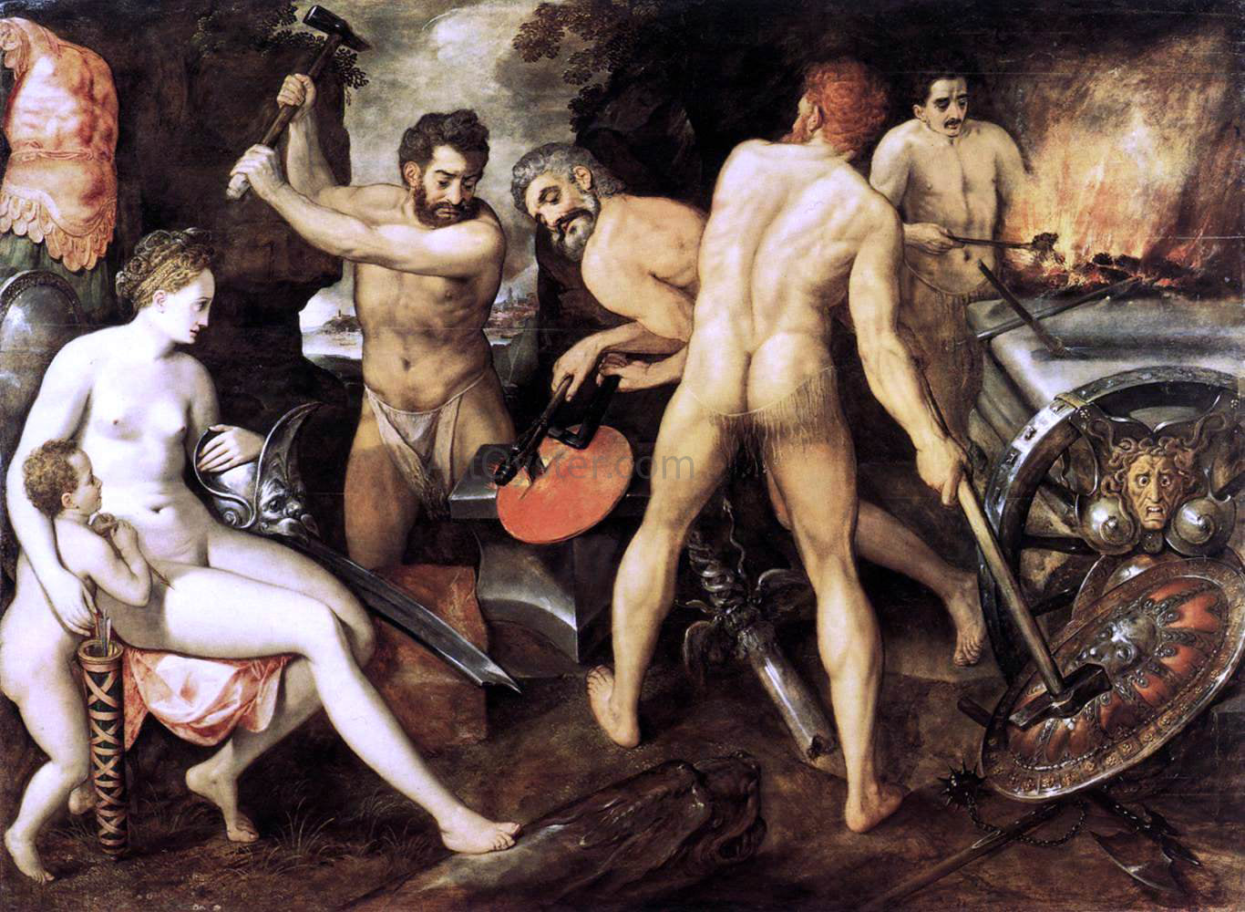 The Elder Frans Floris Venus at Vulcan's Forge - Hand Painted Oil Painting