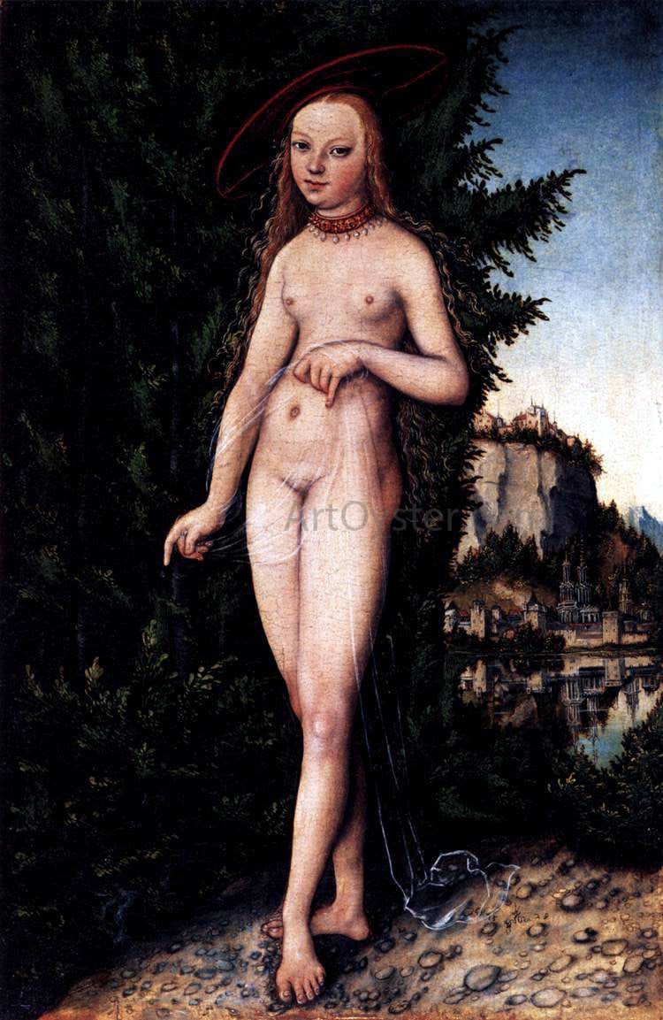 The Elder Lucas Cranach Venus Standing in a Landscape - Hand Painted Oil Painting