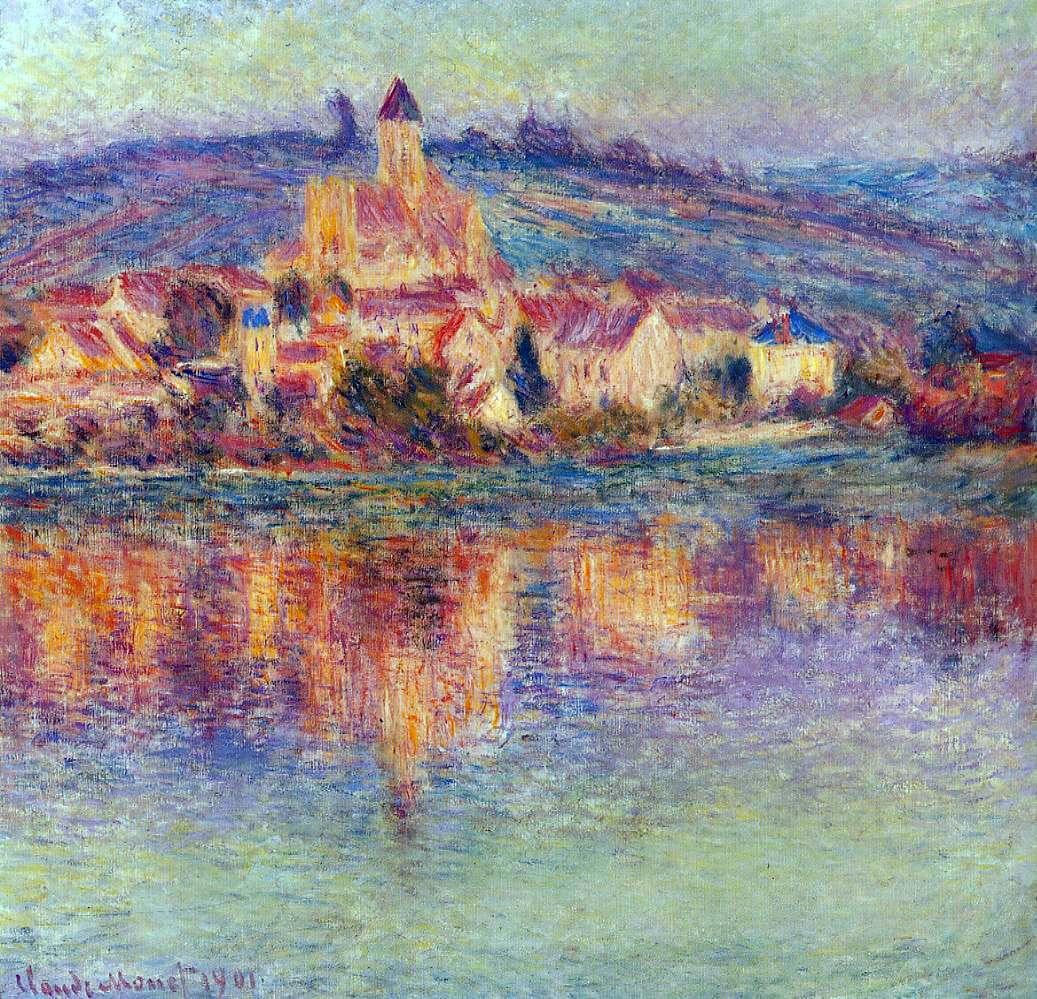 Claude Oscar Monet Vetheuil at Sunset - Hand Painted Oil Painting