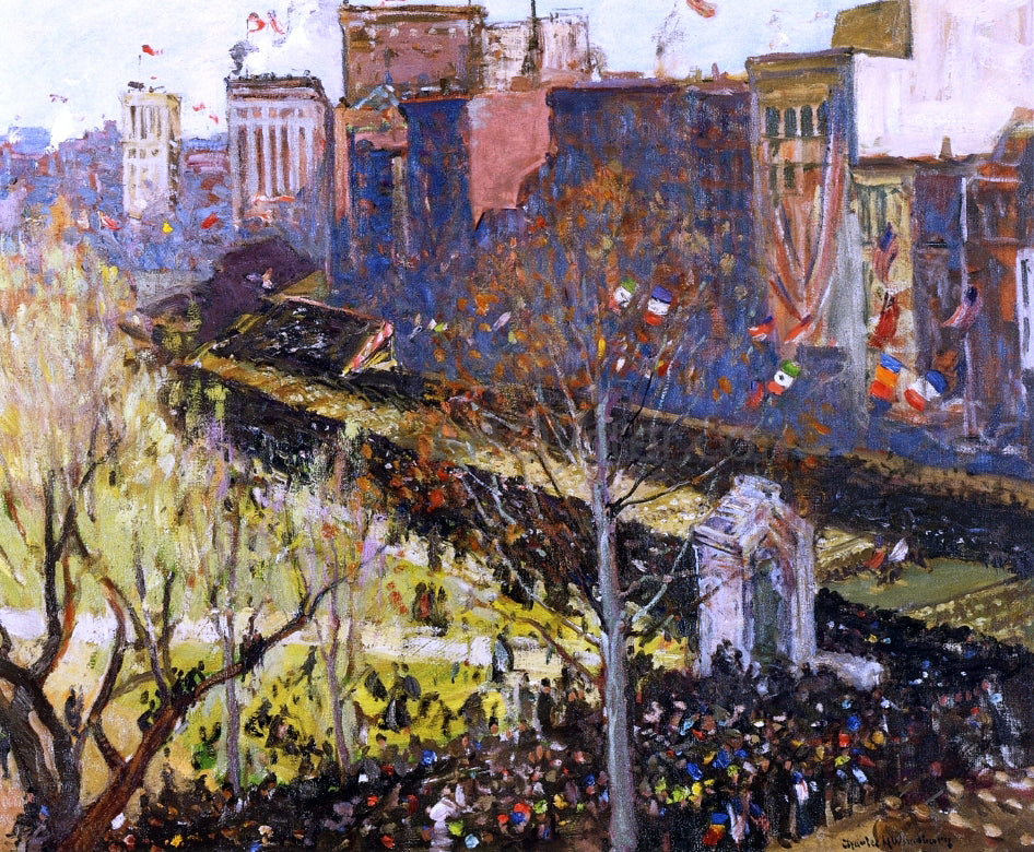 Charles H Woodbury Victory Parade, Boston, April 25, 1919 - Hand Painted Oil Painting