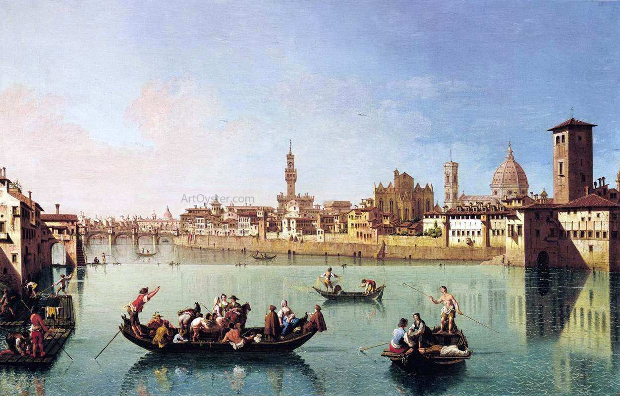  Giuseppe Zocchi View af the Arno in Florence - Hand Painted Oil Painting