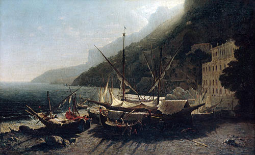 George Loring Brown View at Amalfi, Bay of Salerno - Hand Painted Oil Painting