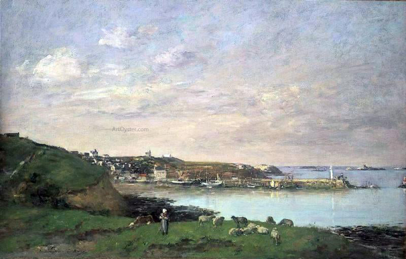 Eugene-Louis Boudin View at Saint-Quay-Portriaux - Hand Painted Oil Painting